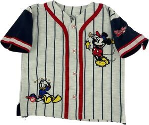VTG 90s Baby Toddler Disney Mickey Mouse Donald Duck Baseball Jersey Shirt 4T